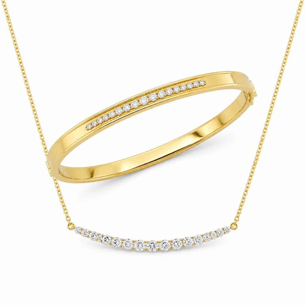 Cartier Gold Bangle & Diamond Line Necklace